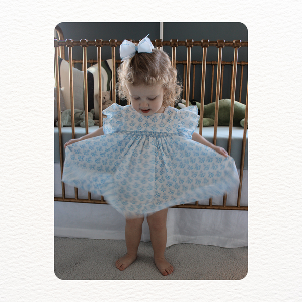 blue smocked dress Blue Floral Smocked Dress, 2T