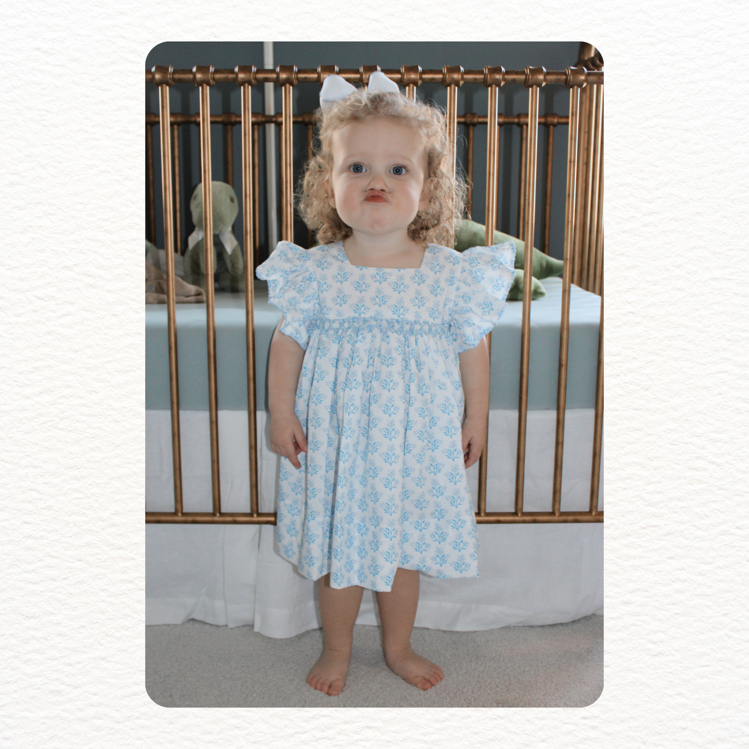 Blue Floral Smocked Dress