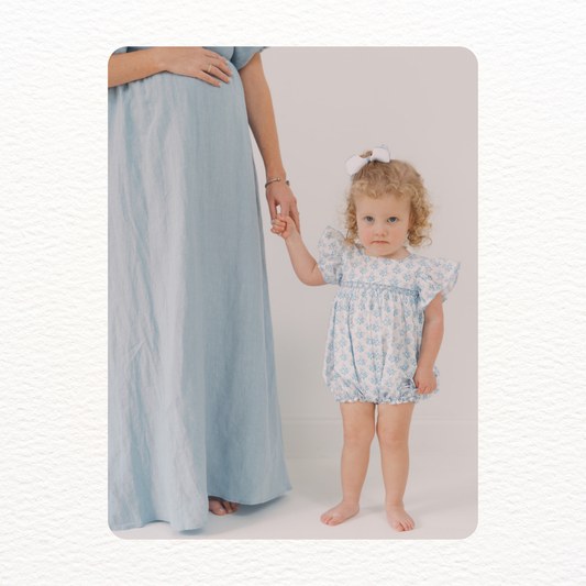 Blue Floral Smocked Bubble