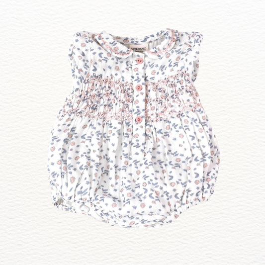Sophia Floral Hand-Smocked Bubble