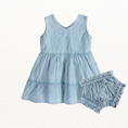 Load image into Gallery viewer, River Soft Denim Washed Baby Dress + Bloomer (Organic)
