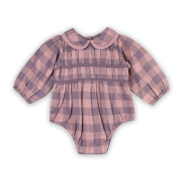 Smocked Lilac Gingham Romper