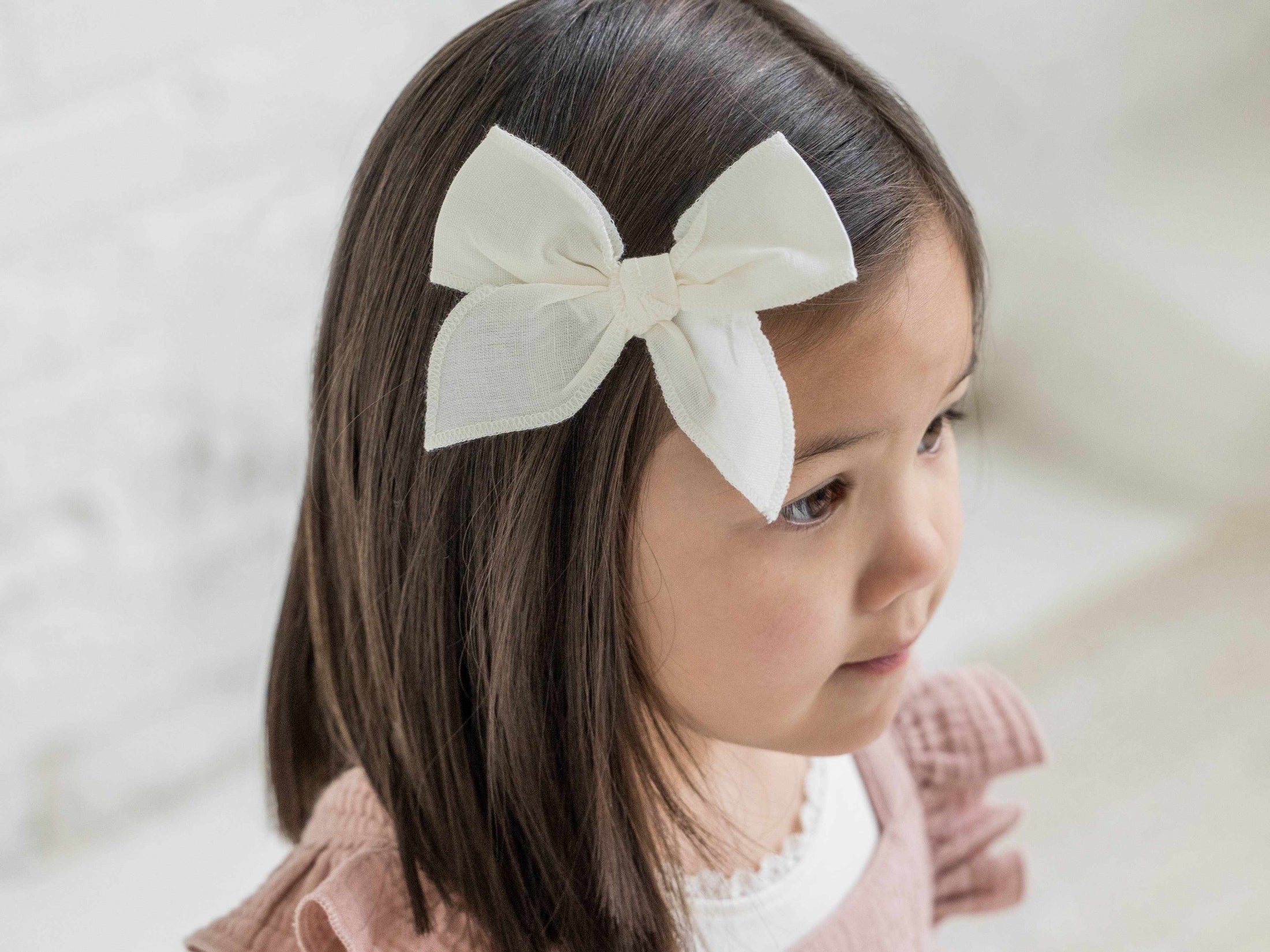 Linen Bow Clip - Coconut