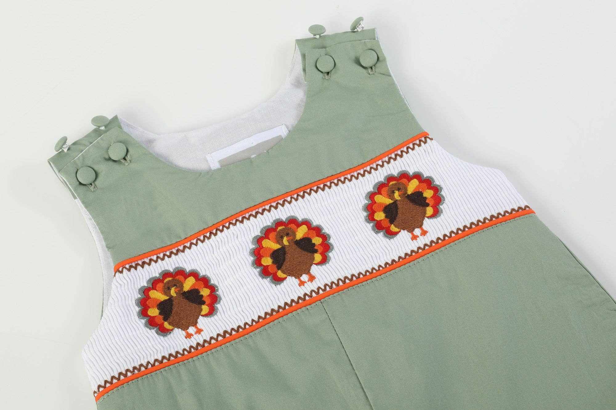 Turkey Smocked Overalls